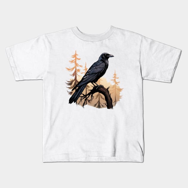 Raven Forest Kids T-Shirt by zooleisurelife